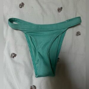Monday Swimwear Santorini Bottom in Turquoise Wide Rib